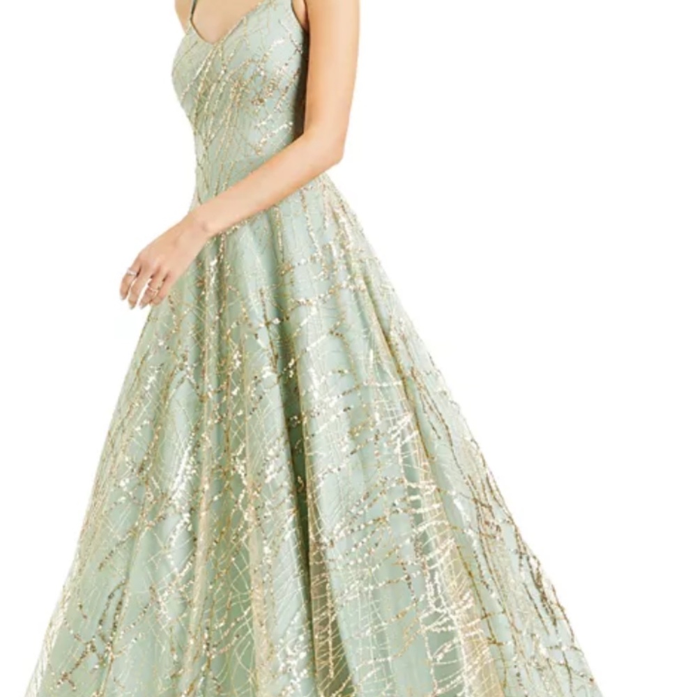 Blu sage sleeveless sequin lace evening gown on sale